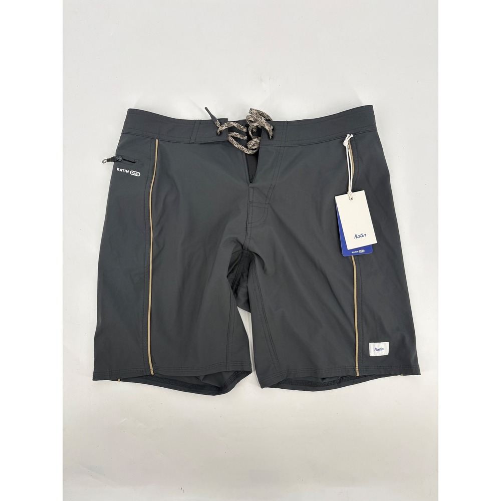 Katin OTG Mens Board Shorts Charcoal Grey Lace Up Swim Trunks Size 29 NWT
